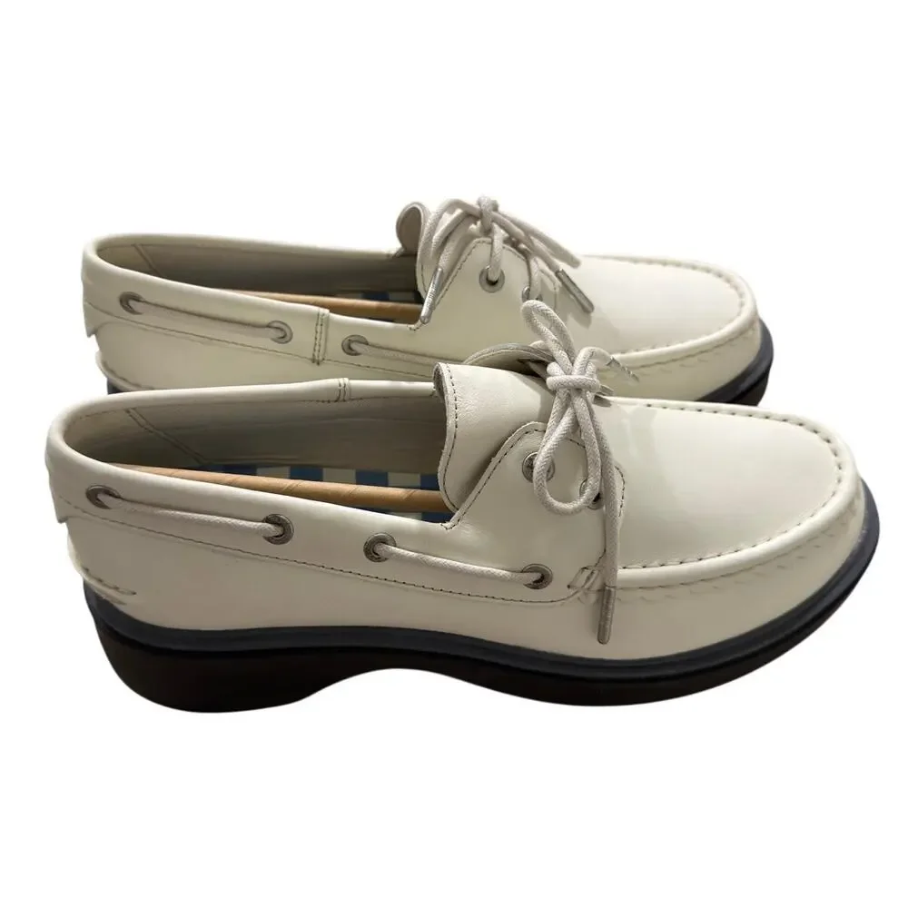 NEW Sperry Women's Bayside Leather Boat Shoe White Size 10M